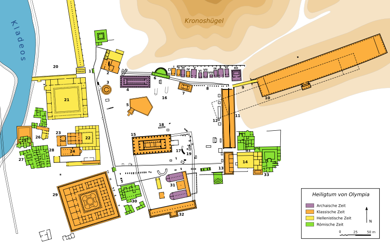 Plan des Heiligtums von Olympia